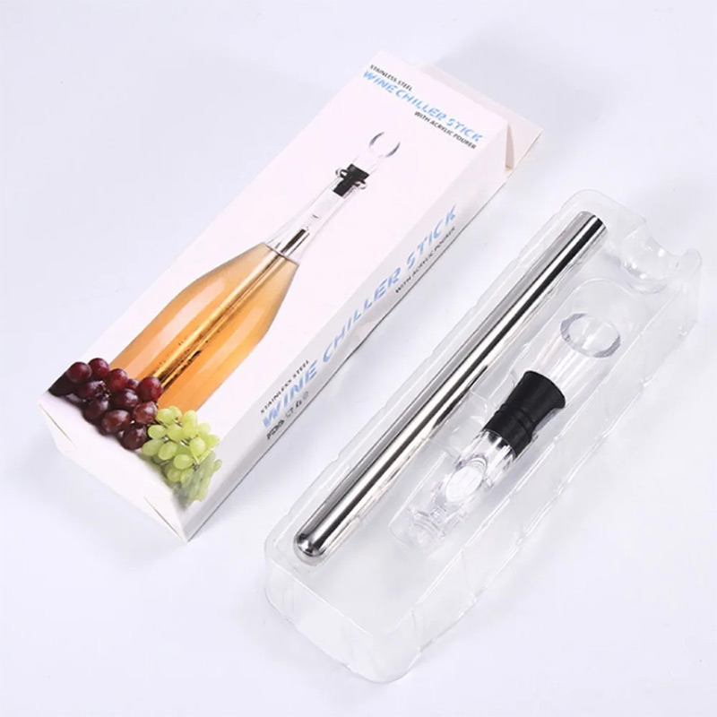 Wine Aerator Pour - Roestvrijstalen wijnkoelerstok met beluchter en schenktuit,